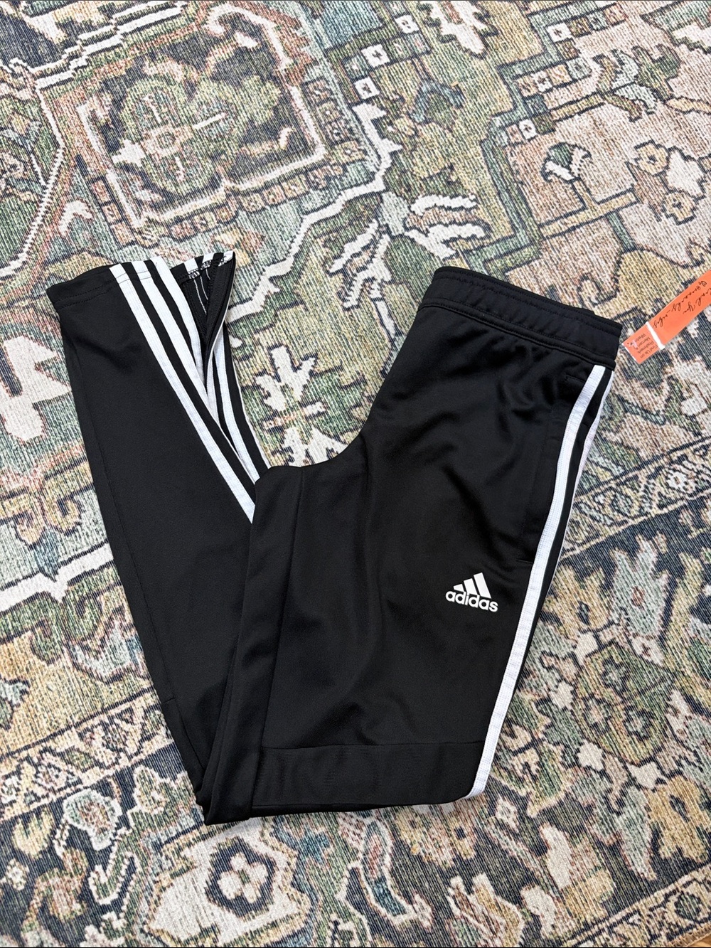 adidas Black Joggers with White Side Stripes